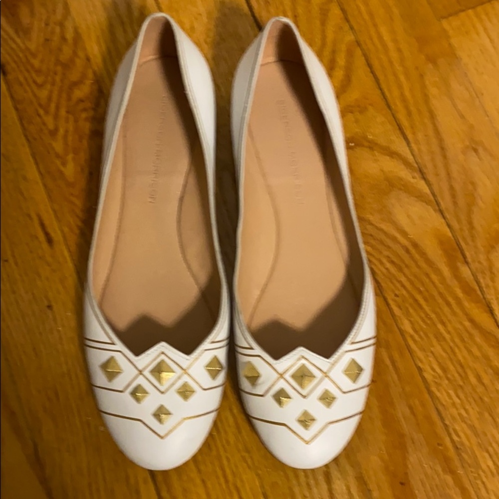 Sigerson Morrison white gold rockstud ballet flats
